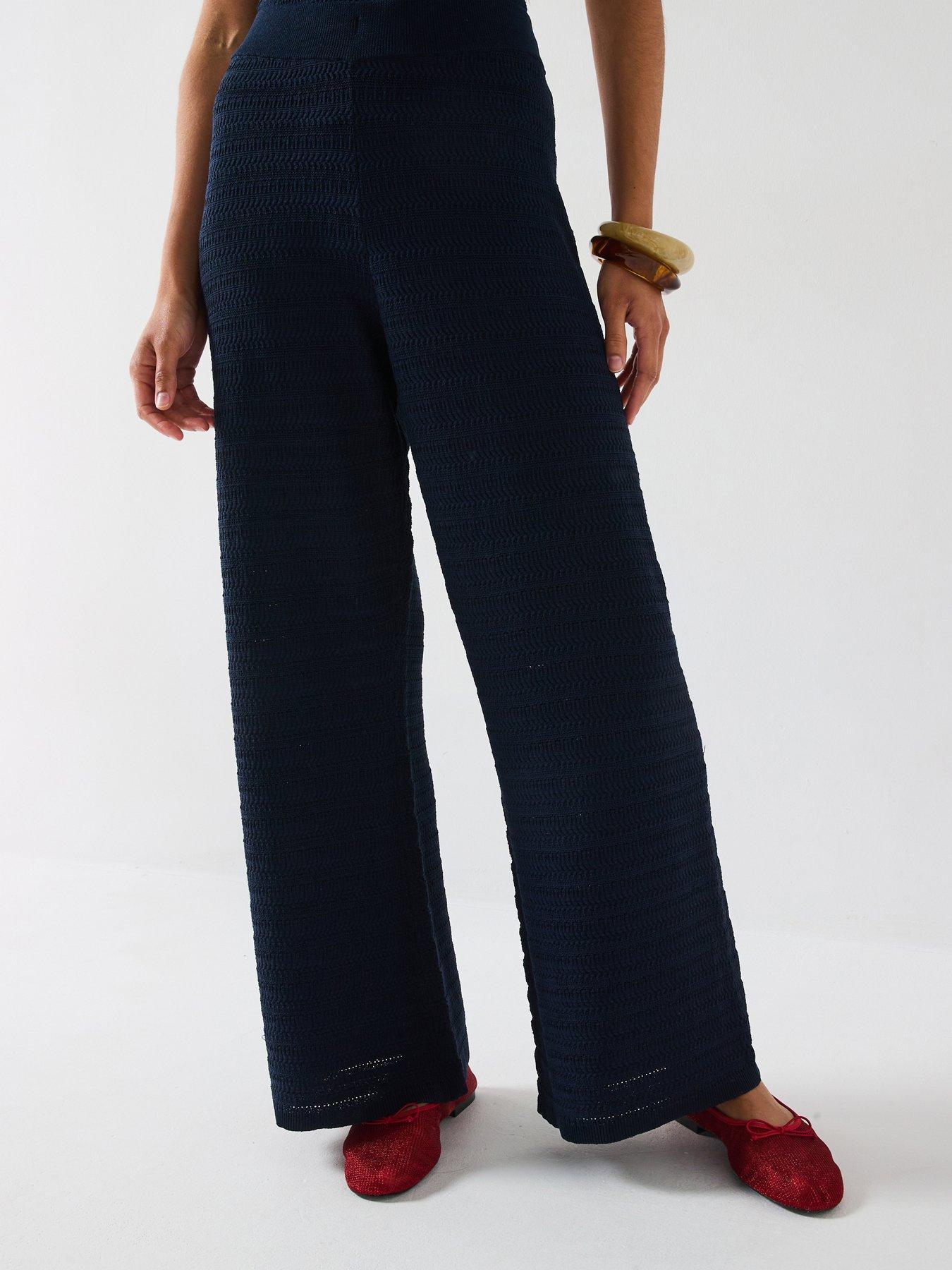 V BY VERY SPODNIE WIDE LEG Z DZIANINY 
