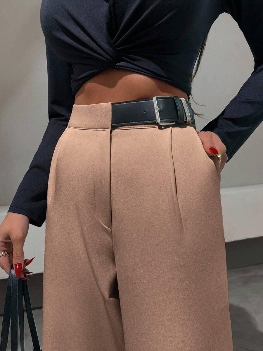 brązowe eleganckie spodnie 