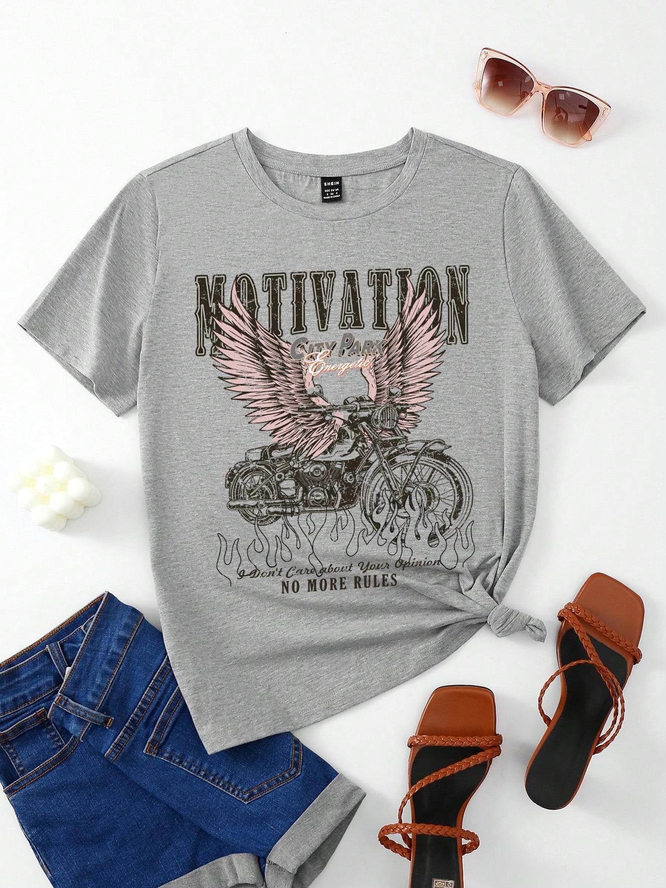 SZARY T-SHIRT NADRUK 