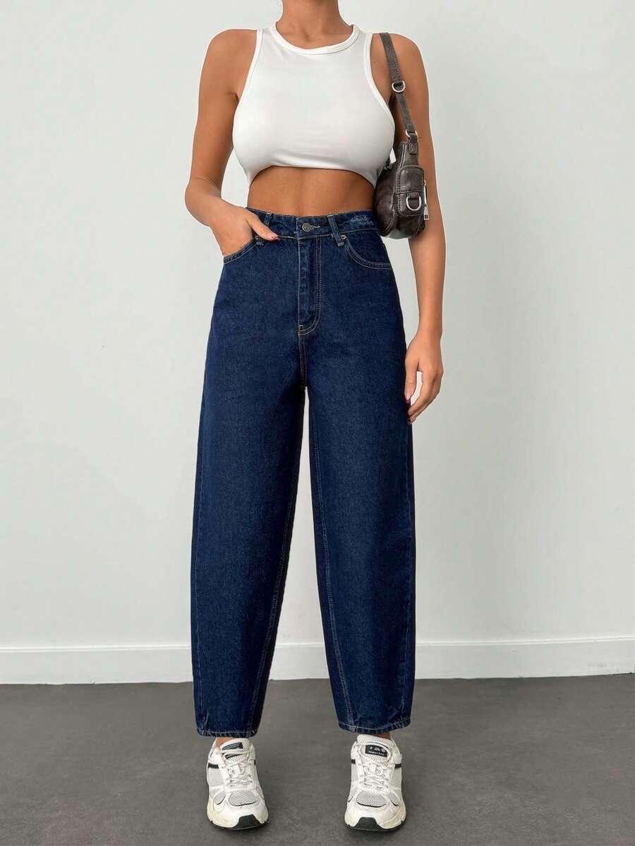 GRANATOWE SPODNIE JEANS