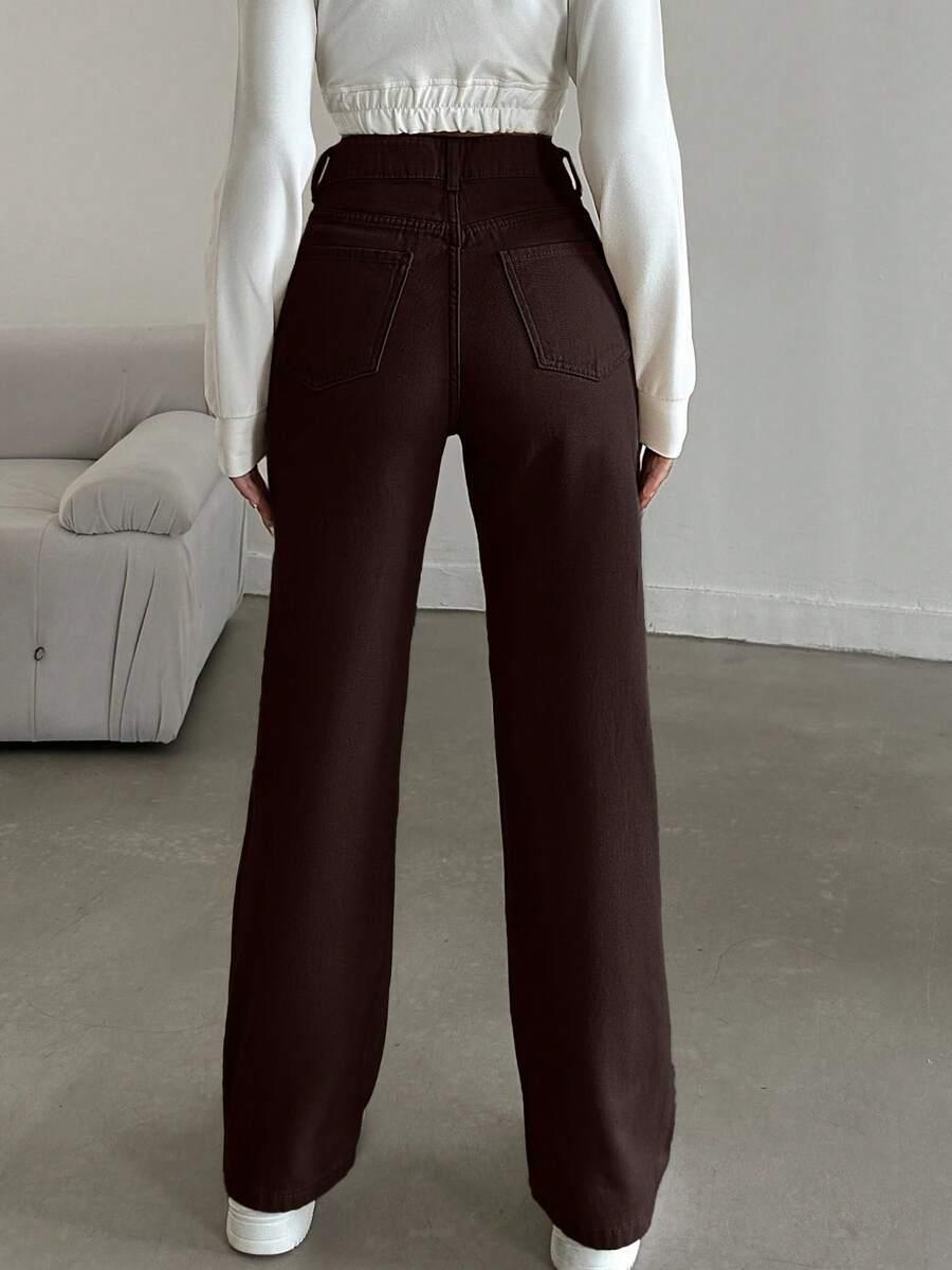 BRĄZOWE SPODNIE JEANS