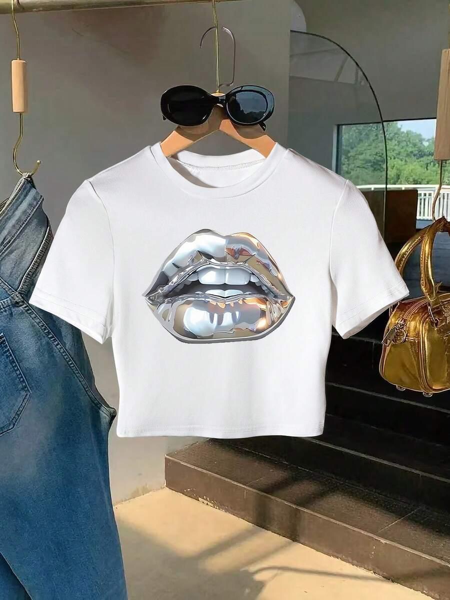 biały top print 