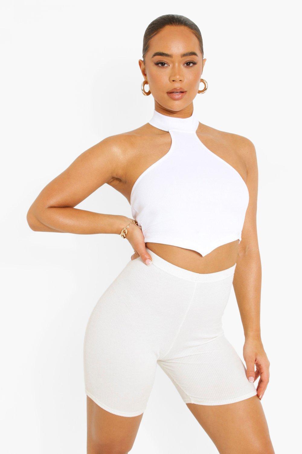 BIAŁY CROP TOP PRĄŻKI