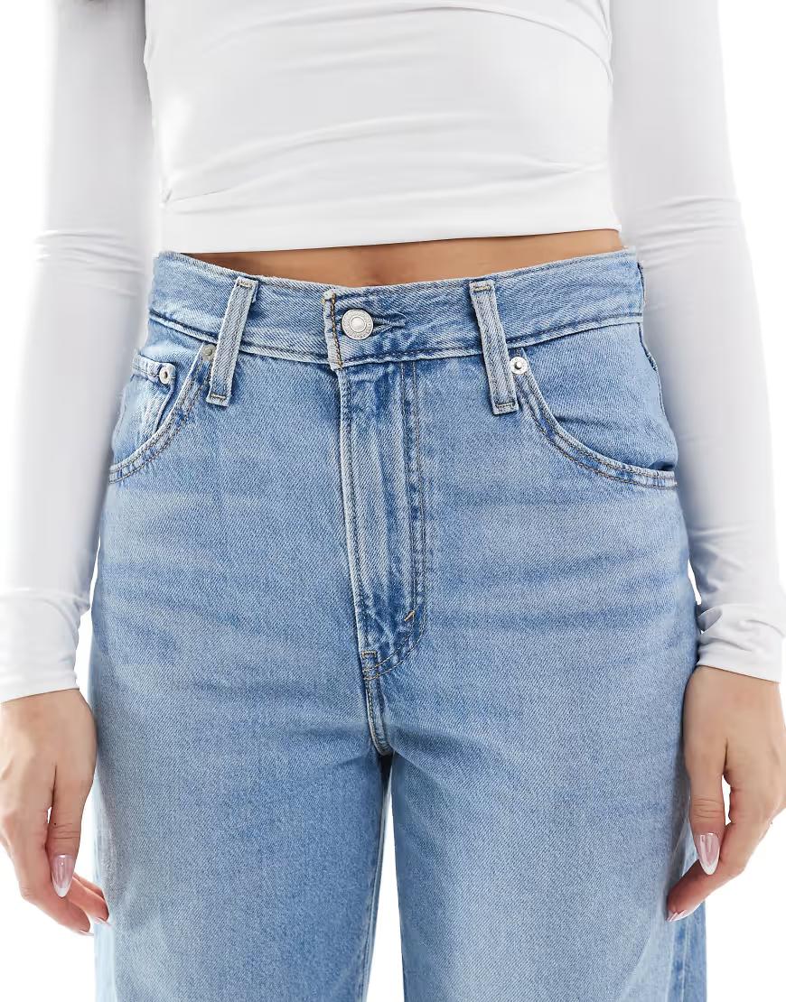 NIEBIESKIE SPODNIE JEANS SZEROKIE NOGAWKI