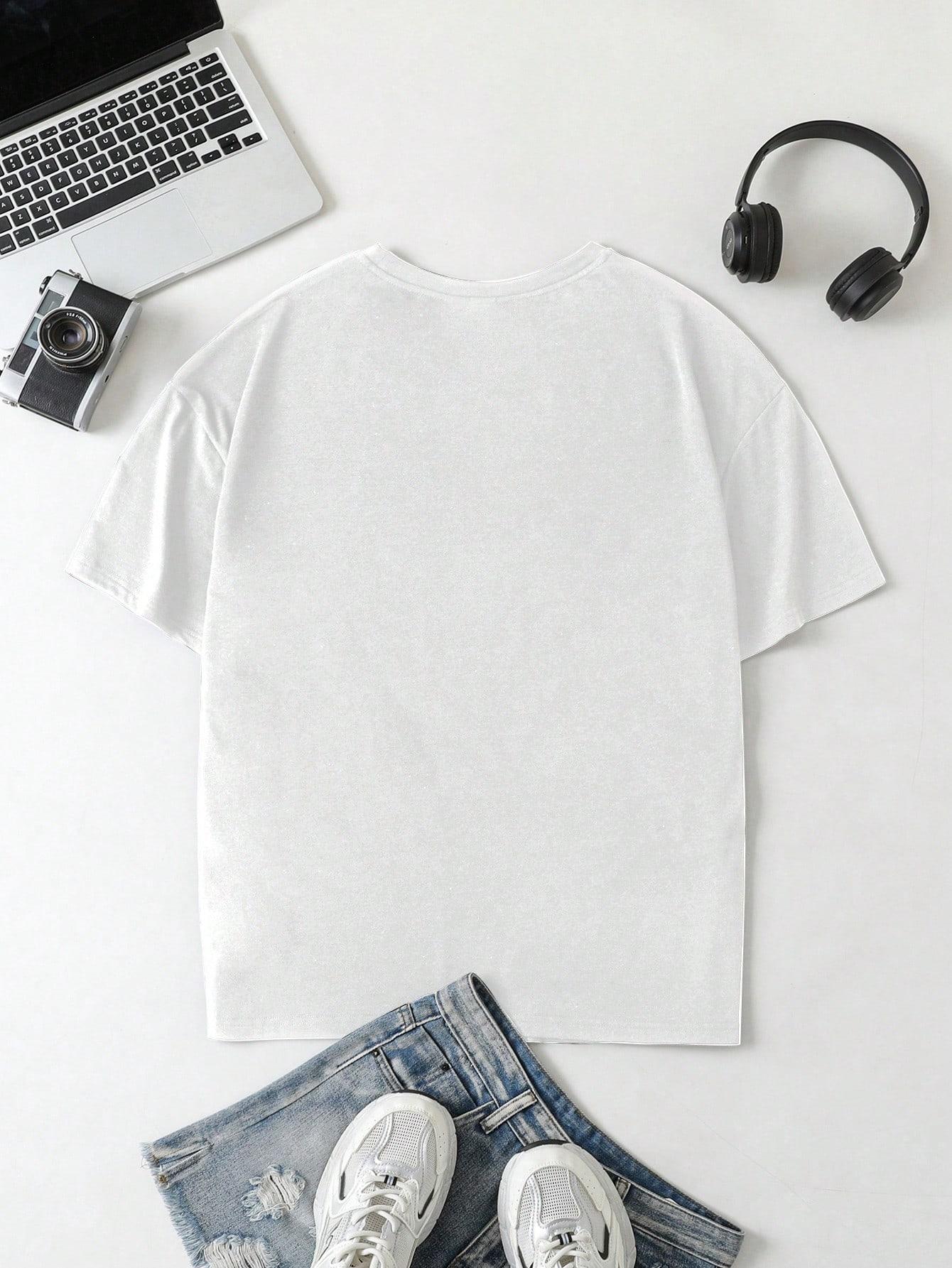 biały t-shirt nadruk