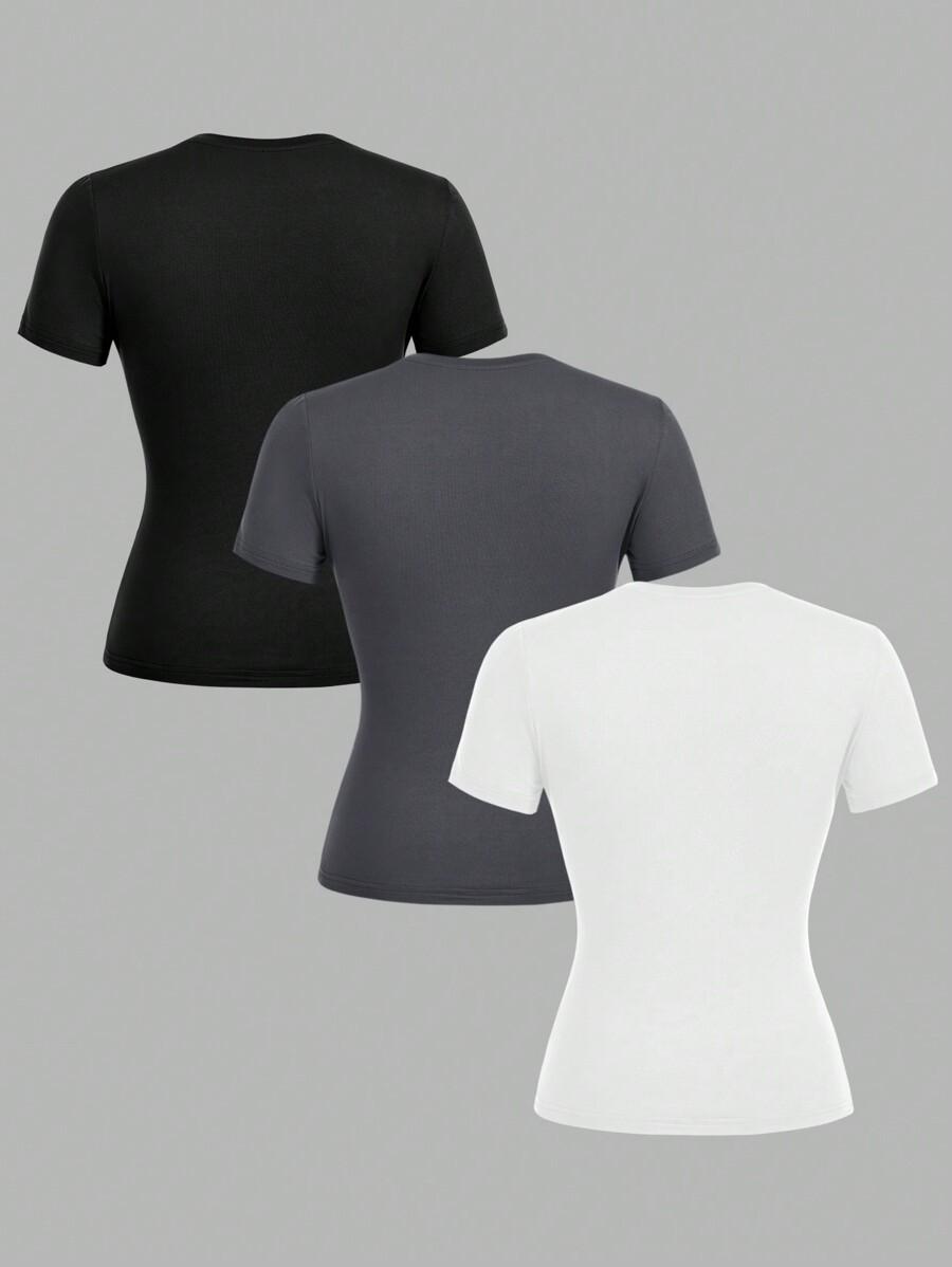 GŁADKI T-SHIRT 3-PACK