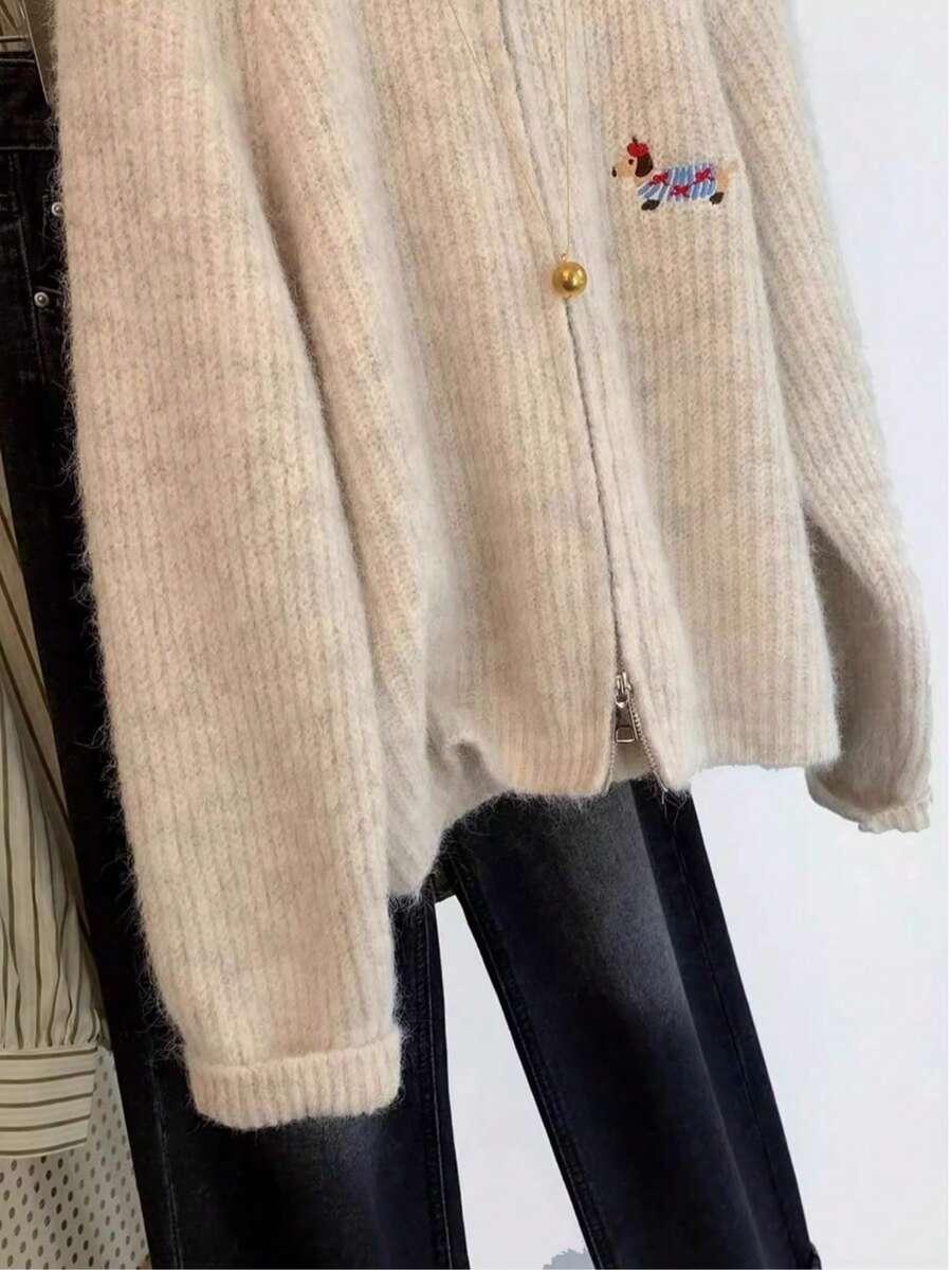 BEŻOWY SWETER DŁUGI RĘKAW 