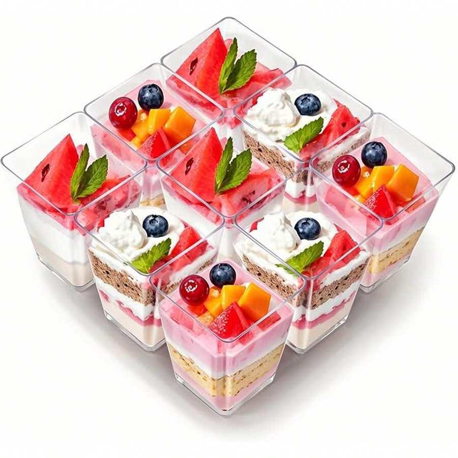 przezroczyste kubki deserowe wieczka 20-pack