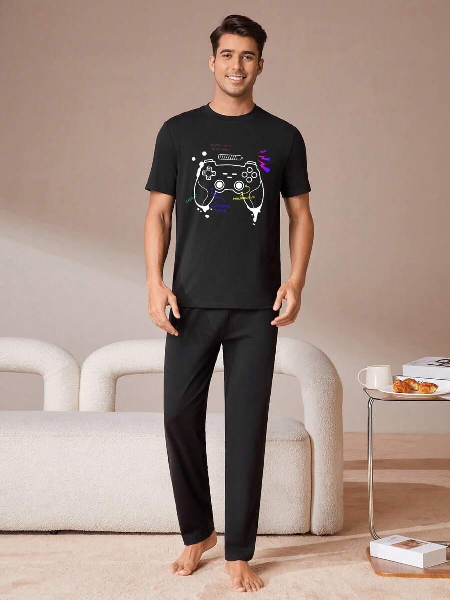 CZARNY KOMPLET T-SHIRT SPODNIE 