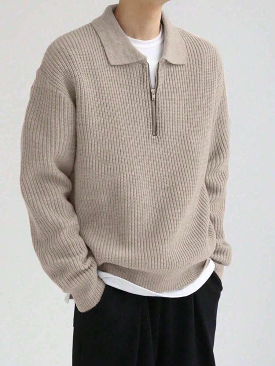 BEŻOWY SWETER ZAMEK
