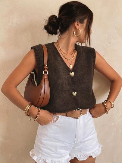 dzianinowy top v-neck 