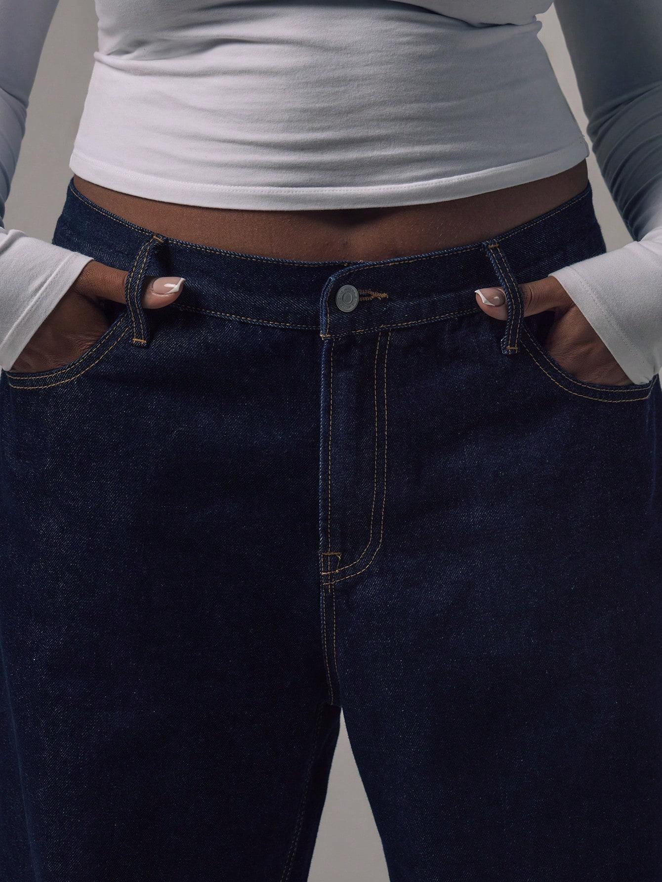 GRANATOWE SPODNIE JEANS