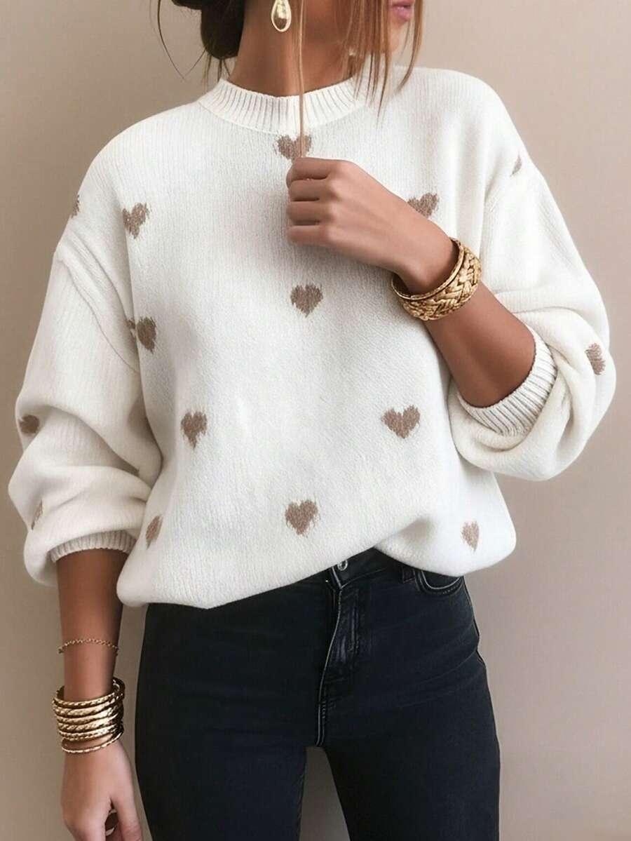 biały sweter print 