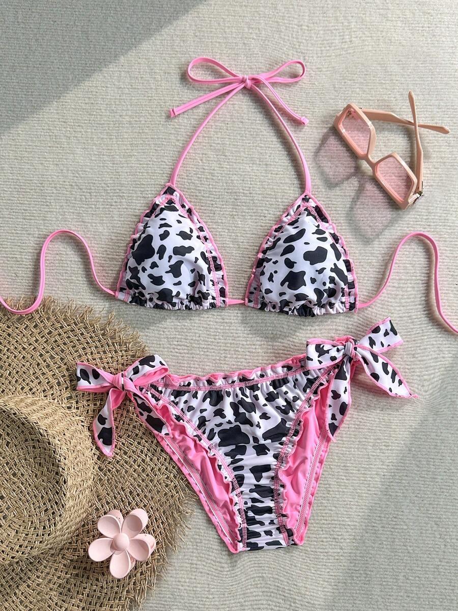 dwuczęściowy strój kąpielowy animal print