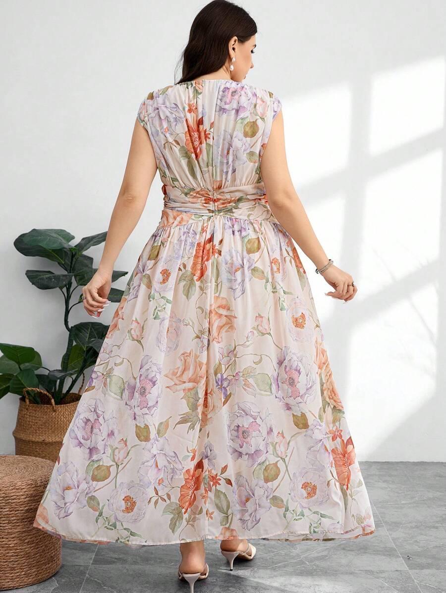 sukienka plisowana maxi w kwiaty 