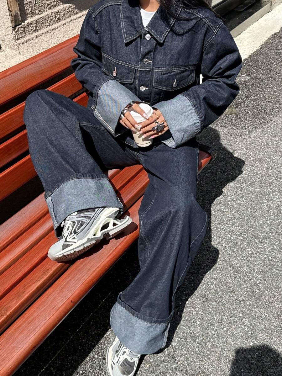 GRANATOWA KURTKA JEANS