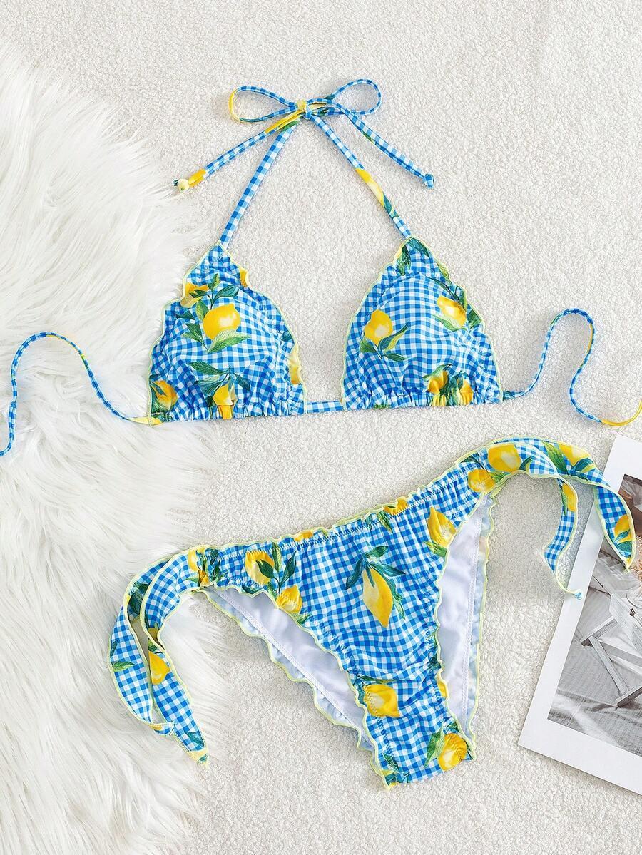 komplet bikini wzór cytrynki