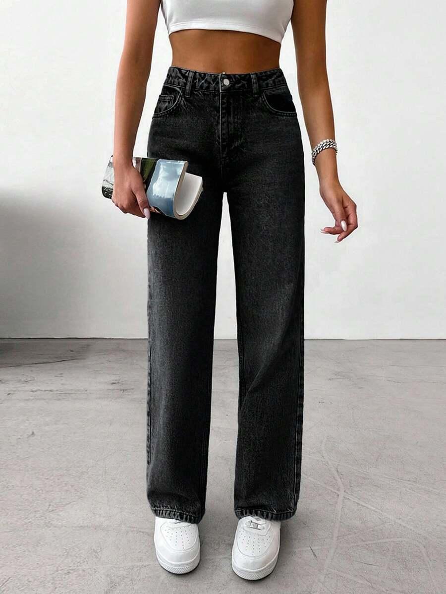 CZARNE SPODNIE JEANS