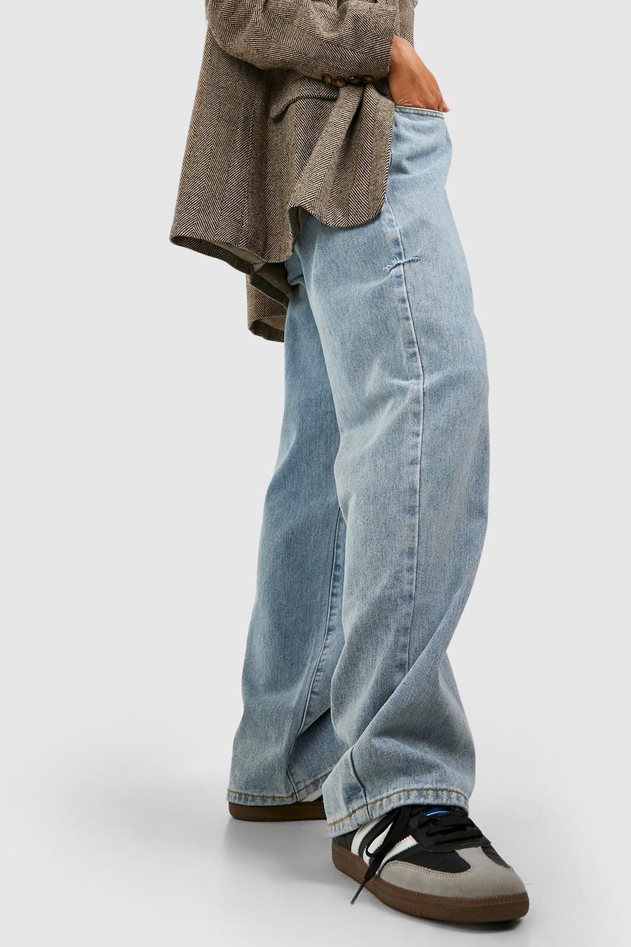 spodnie szerokie nogawki boyfriend jeans wysoki stan
