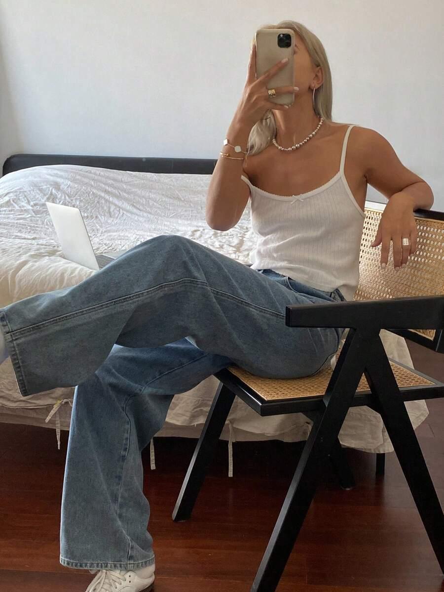 SPODNIE JEANS WYSOKI STAN KOKARDY 