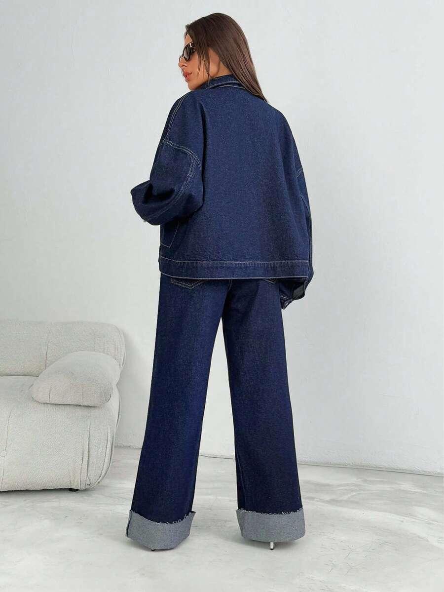 komplet spodnie kurtka jeans