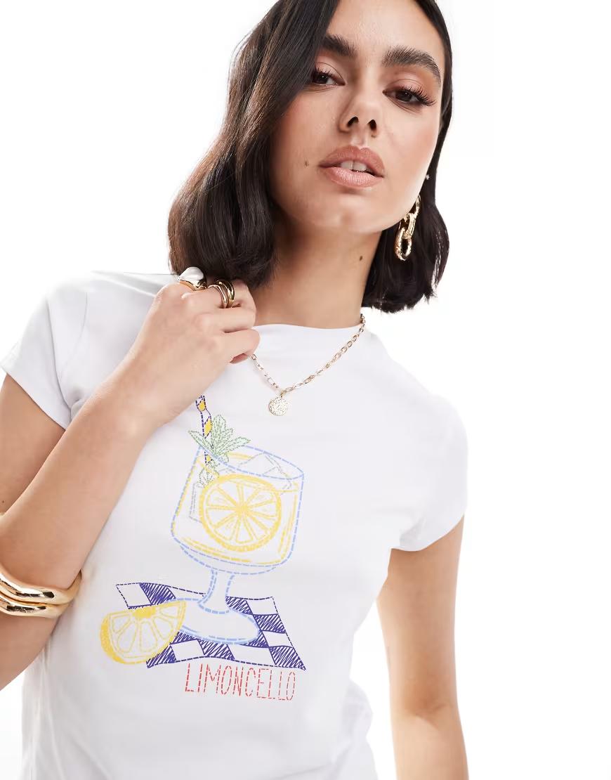 T-SHIRT OKRĄGŁY DEKOLT PRINT
