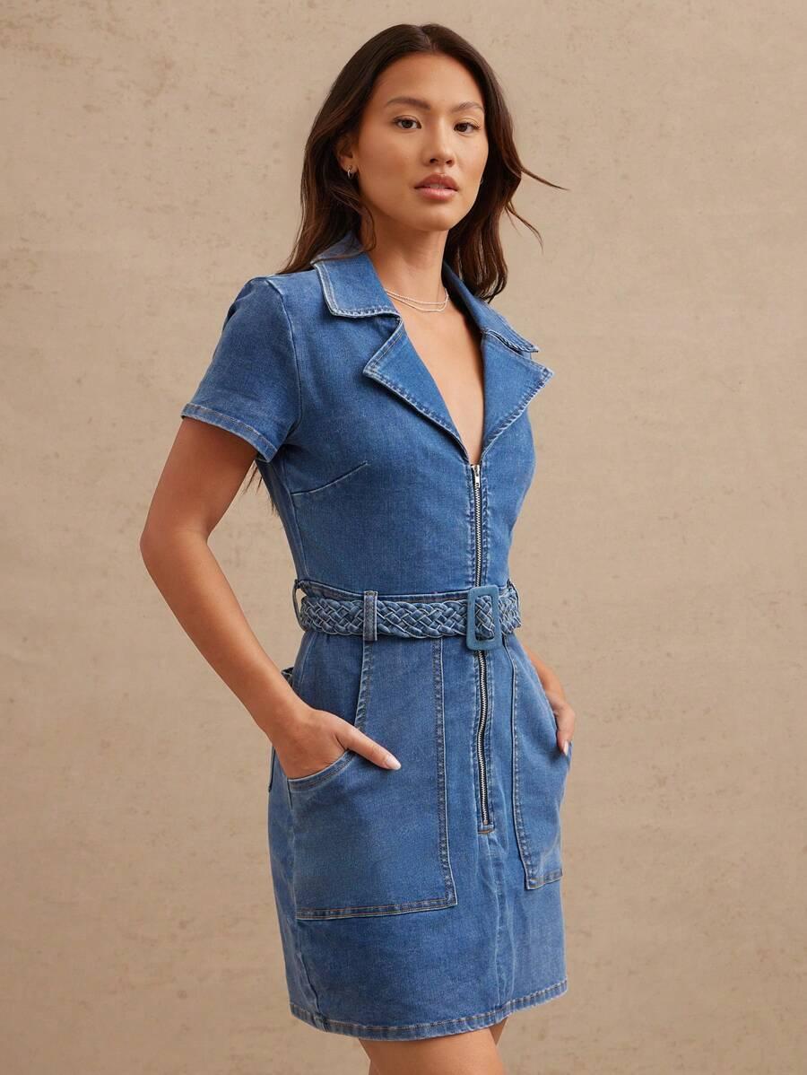 niebieska mini sukienka
