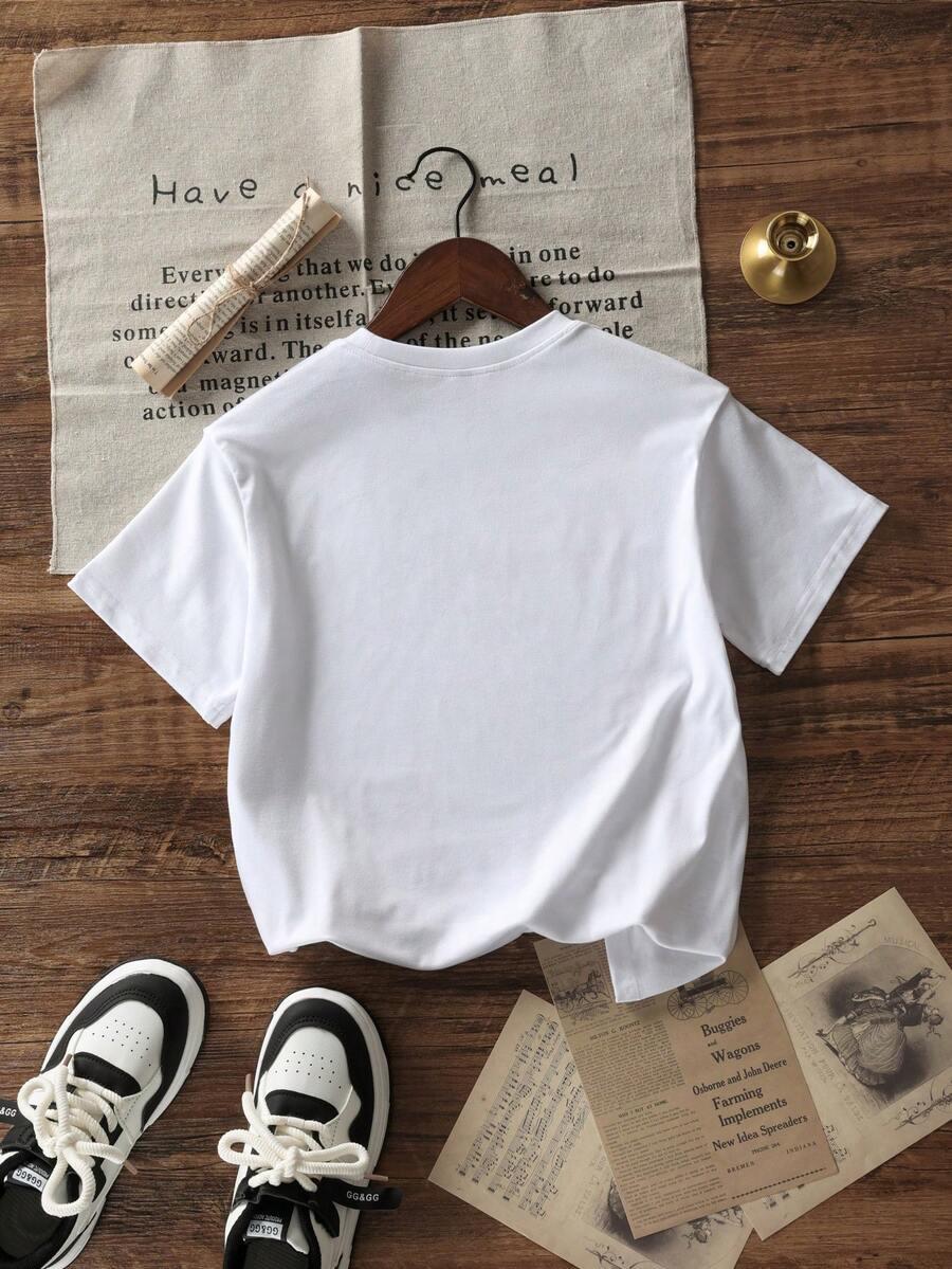 t-shirt okrągły dekolt nadruk