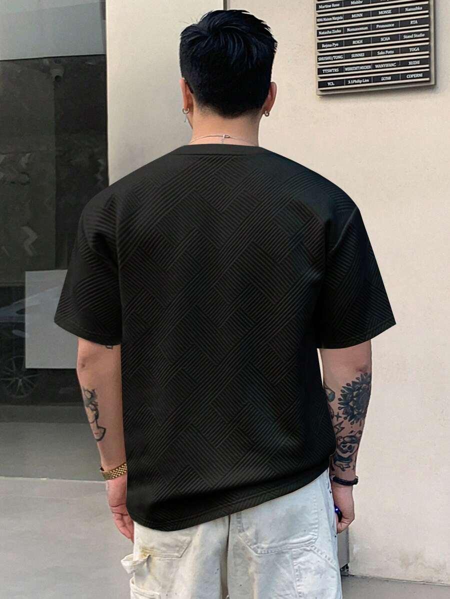 czarny t-shirt okrągły dekolt