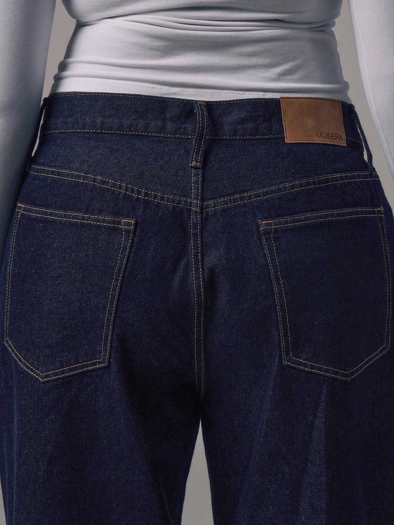 GRANATOWE SPODNIE JEANS