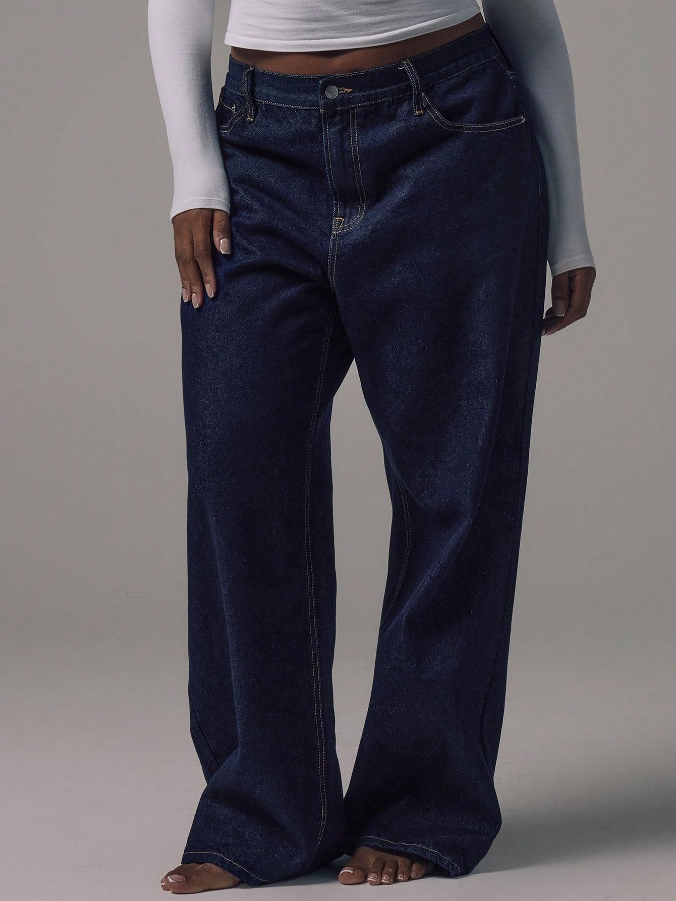 GRANATOWE SPODNIE JEANS