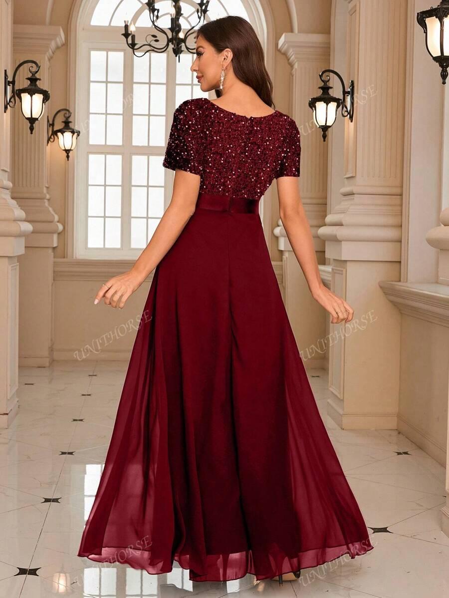BORDOWA MAXI SUKIENKA CEKINY
