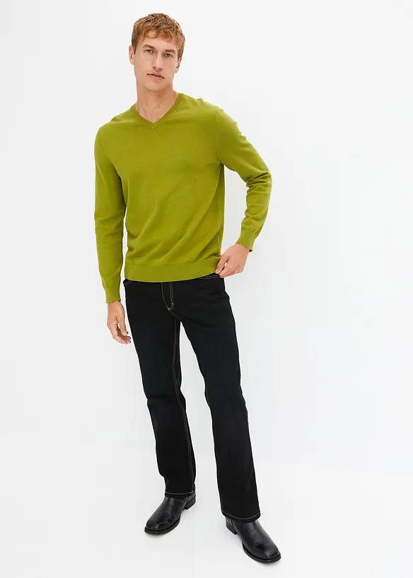 Sweter męski dzianinowy z dekoltem w serek