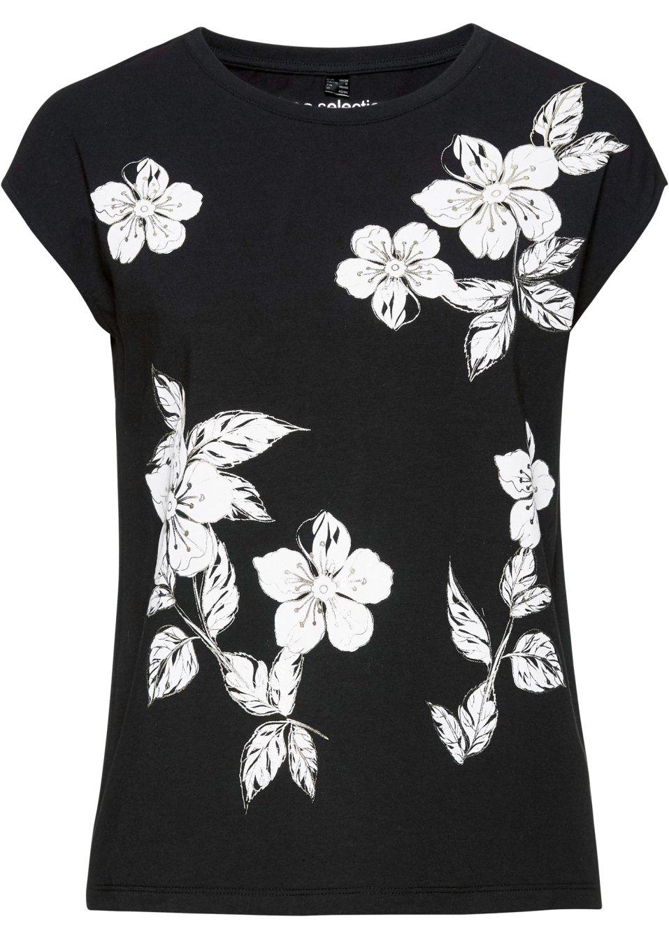 czarna bluzka print