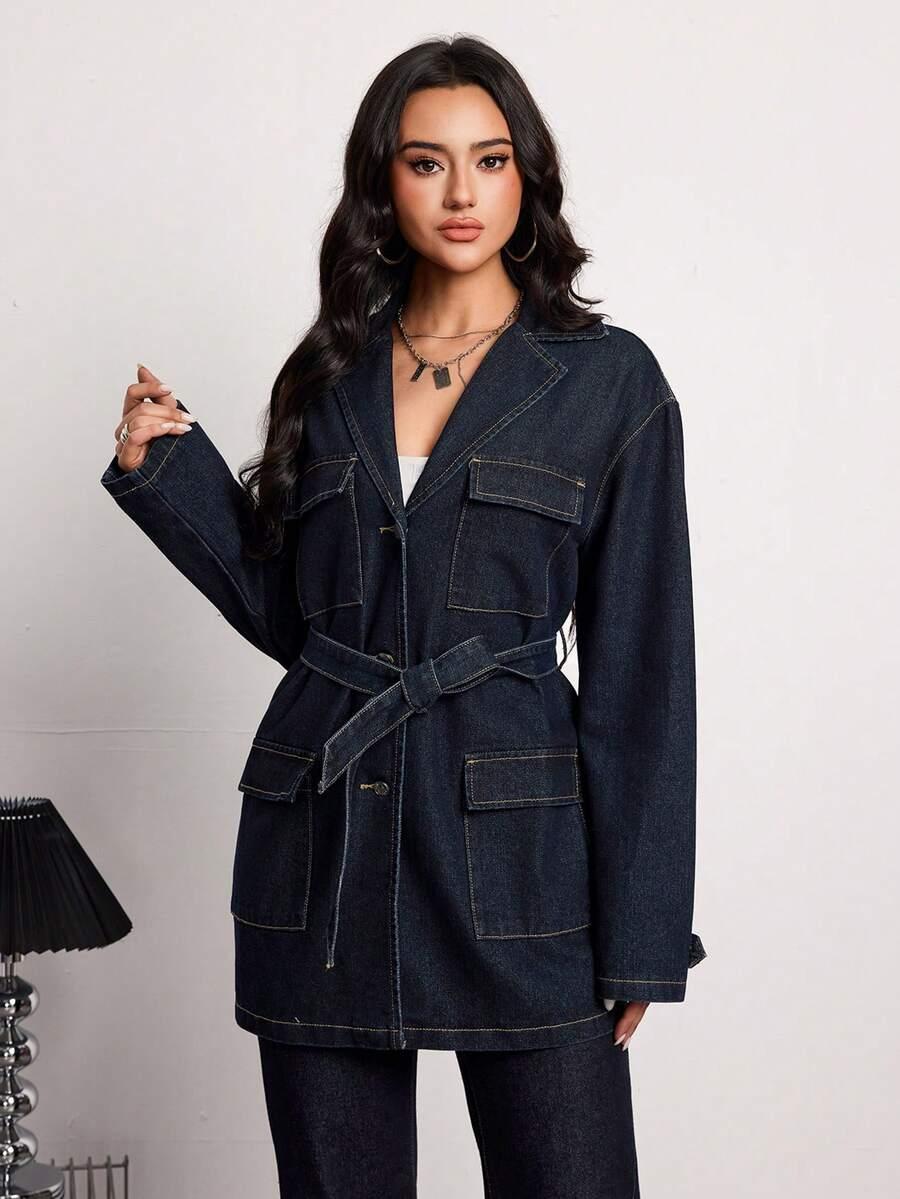 GRANATOWA KURTKA JEANS