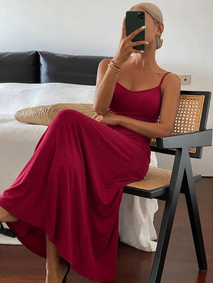 czerwona maxi sukienka