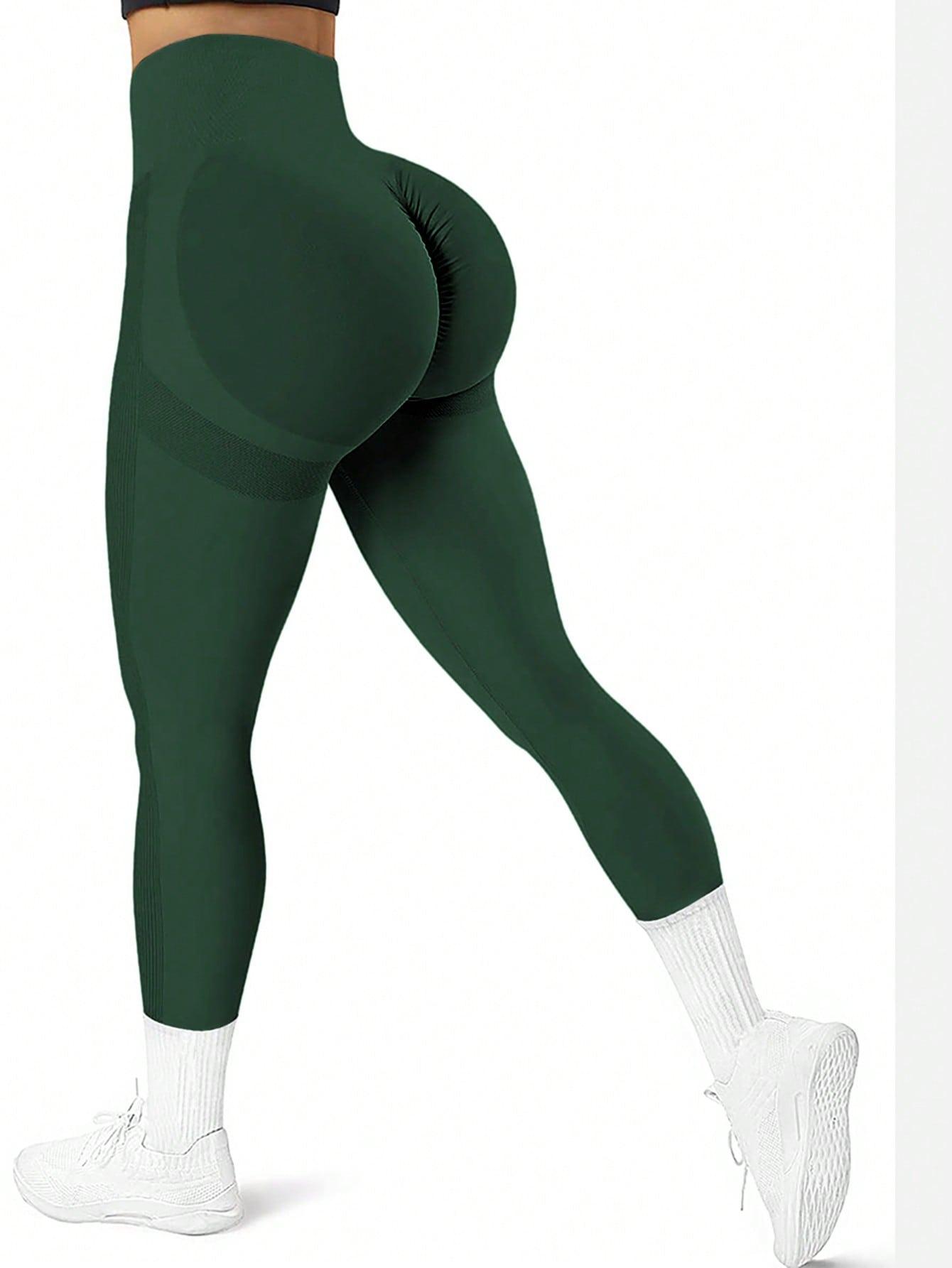 bezszwowe zielone legginsy sportowe marszczenie