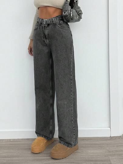 SZARE SPODNIE JEANS