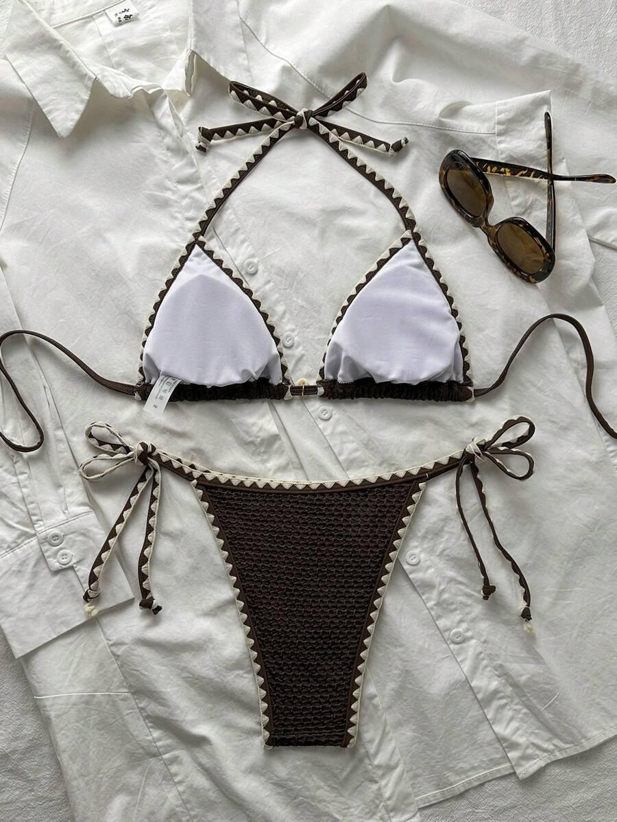 brązowy dół od bikini wiązanie