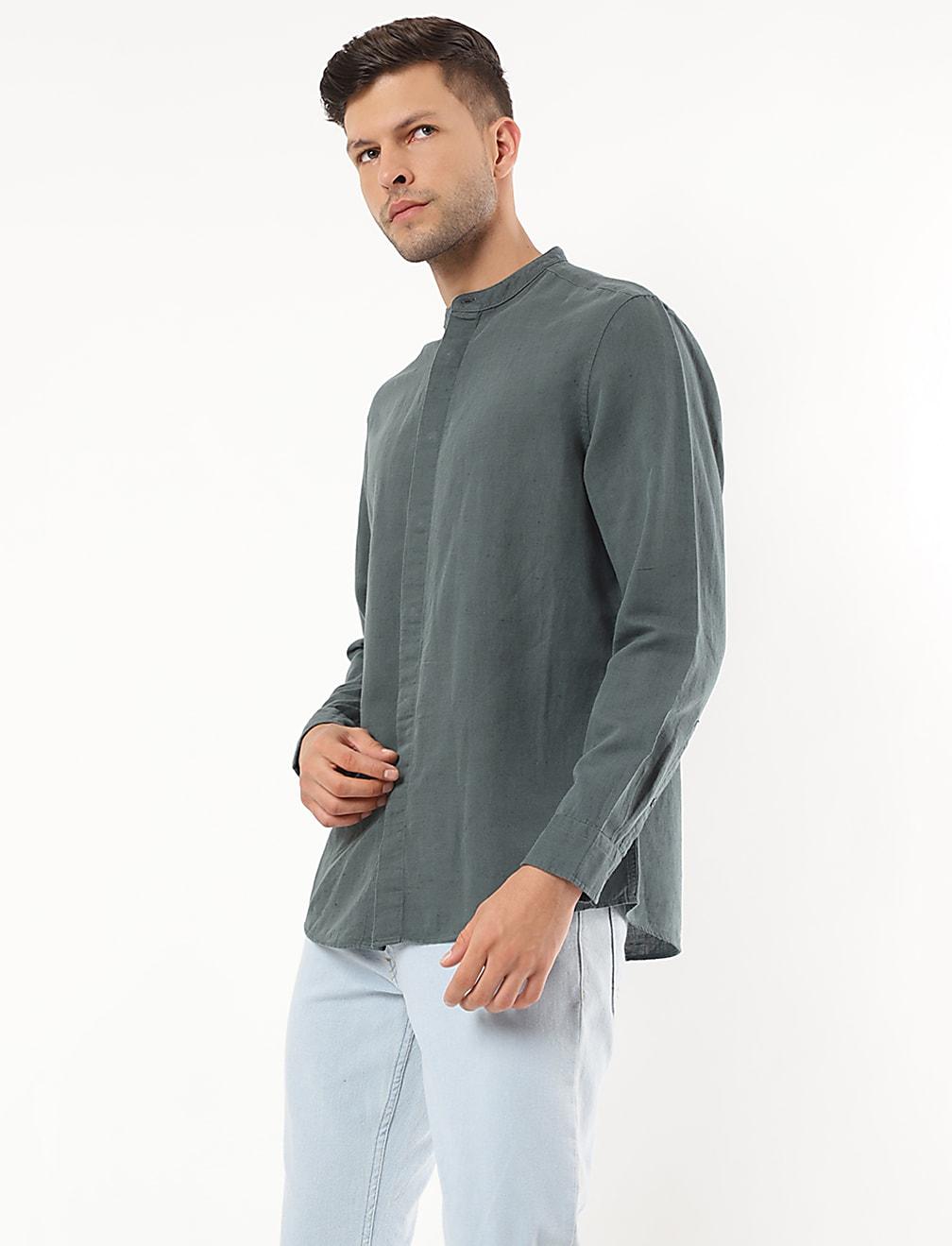 lniana koszula długi rękaw T25-3915K-TY