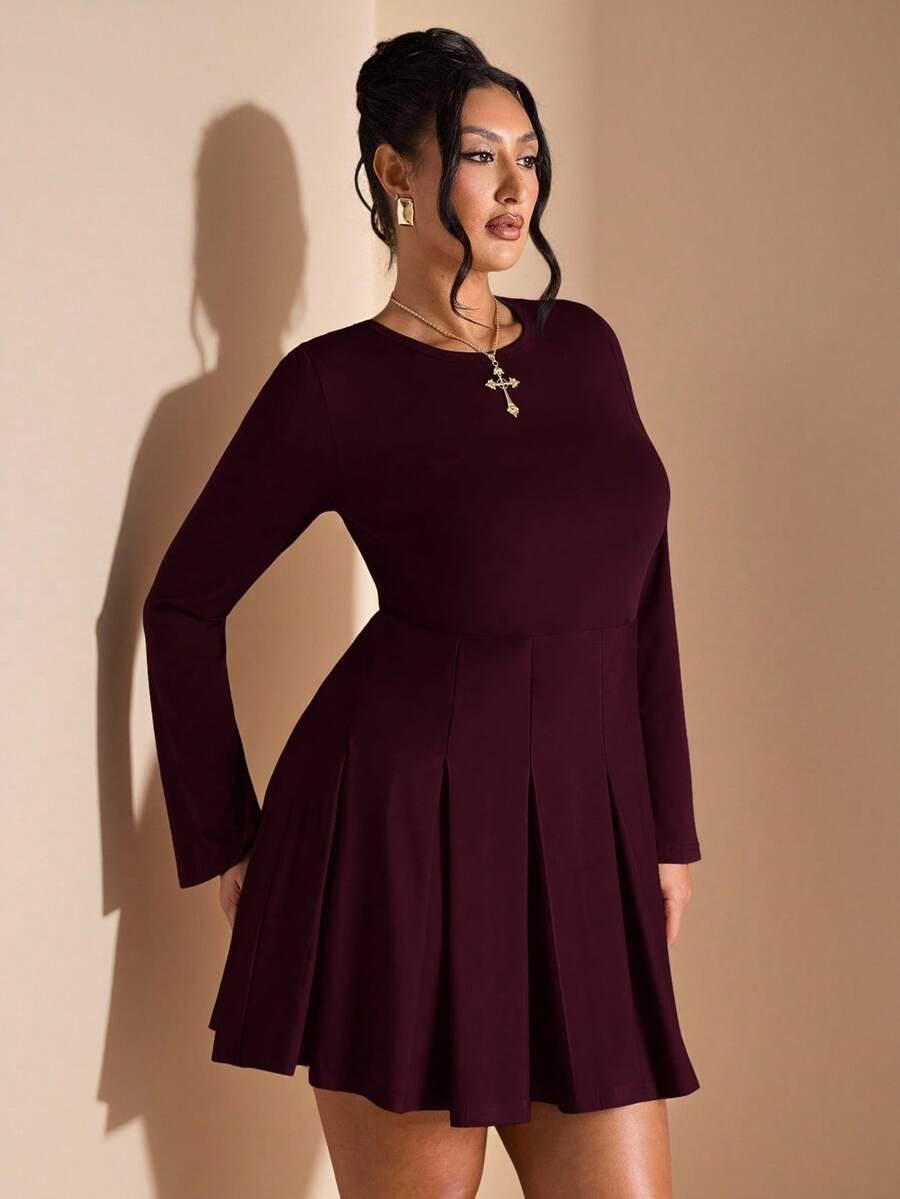 burgundowa mini sukienka