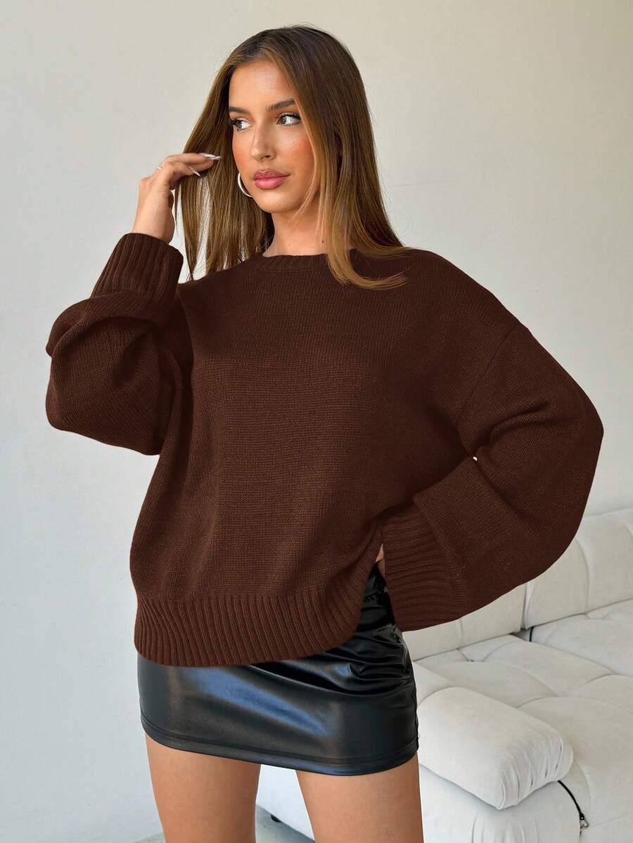 brązowy dzianinowy sweter 