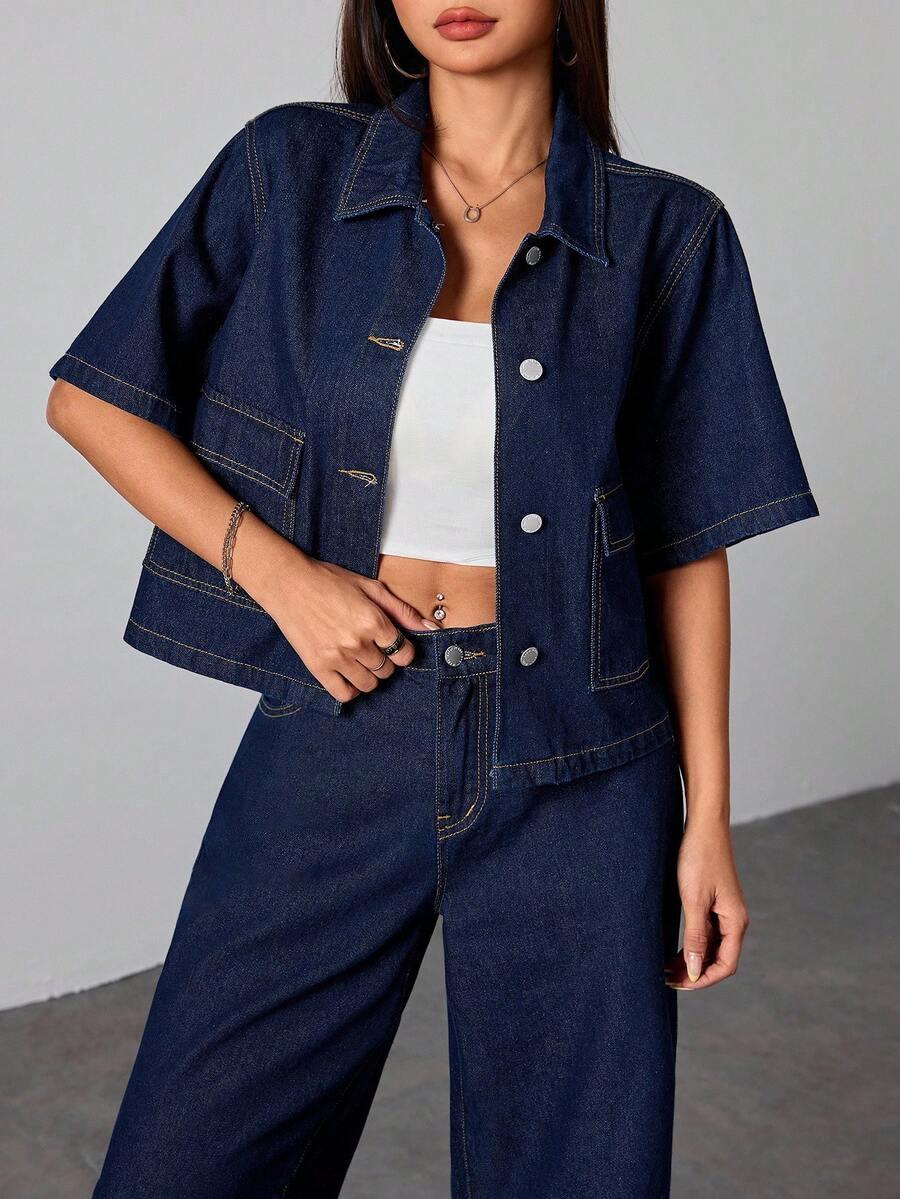 GRANATOWA KURTKA JEANS
