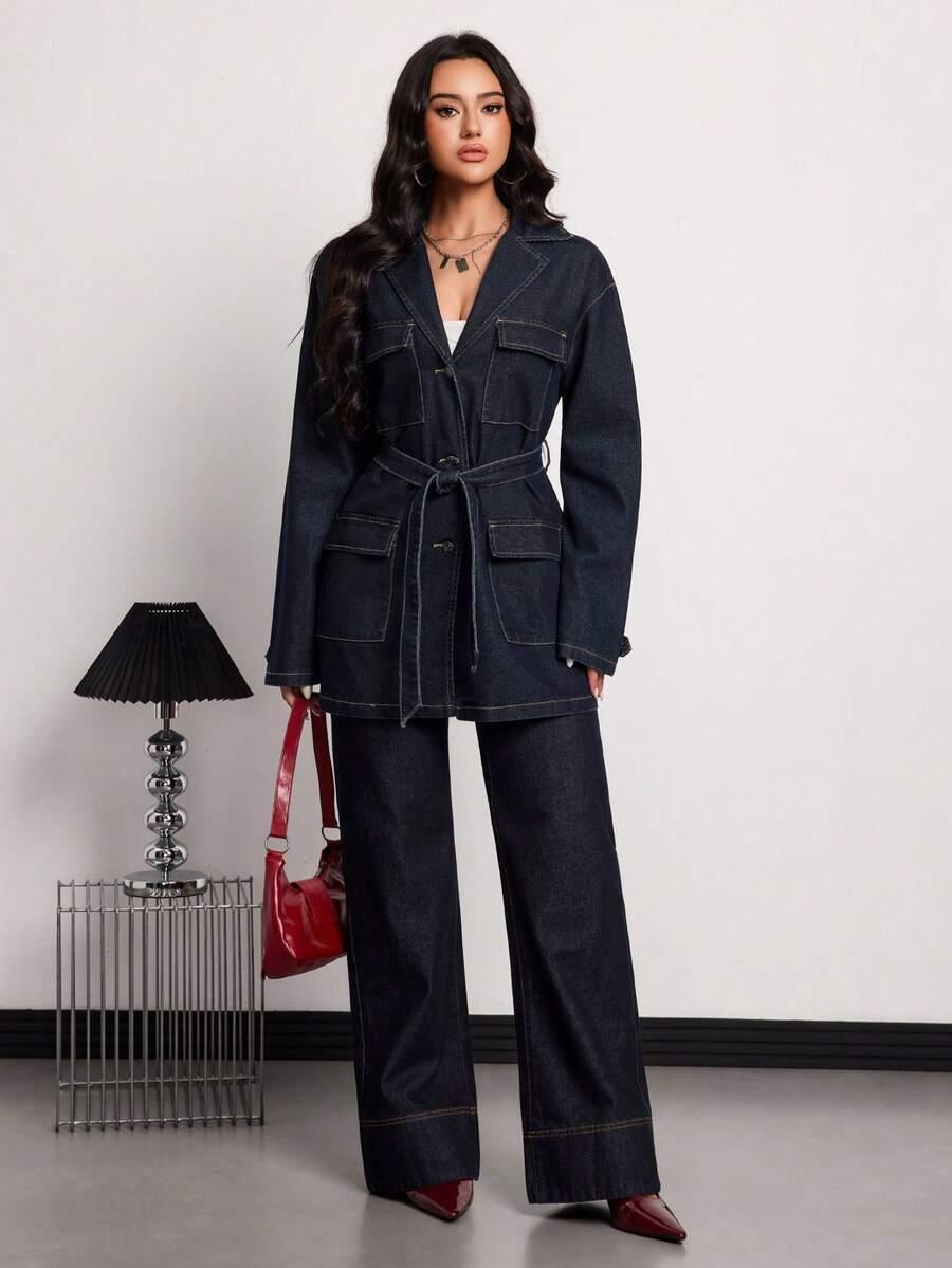 GRANATOWA KURTKA JEANS