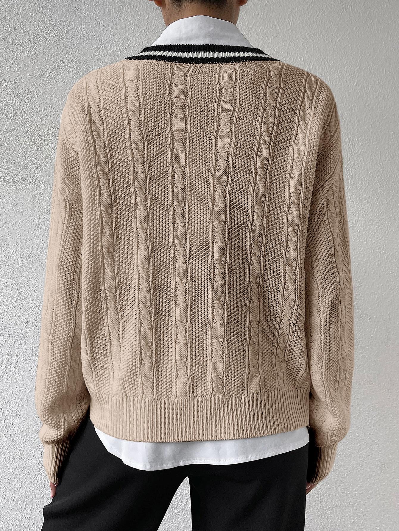 BEŻOWY SWETER DZIANINA