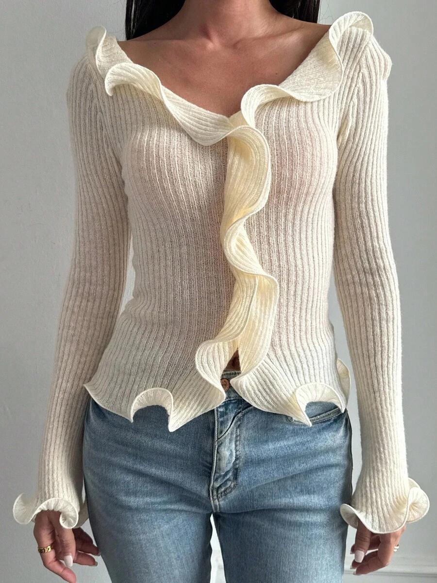 SWETER DAMSKI Z FALBANAMI 