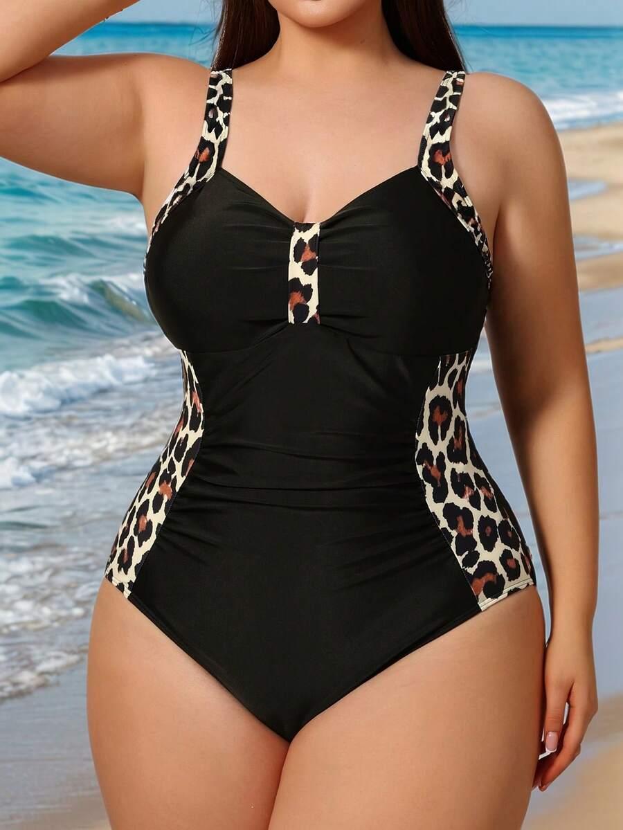 CZARNY JEDNOCZĘŚCIOWY STRÓJ KĄPIELOWY ANIMAL PRINT