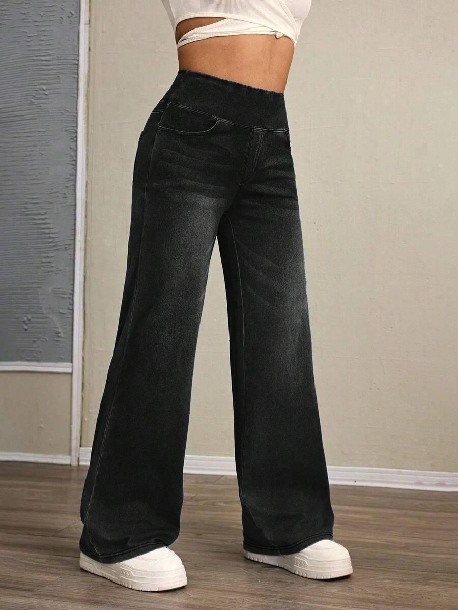 CZARNE SPODNIE JEANS 