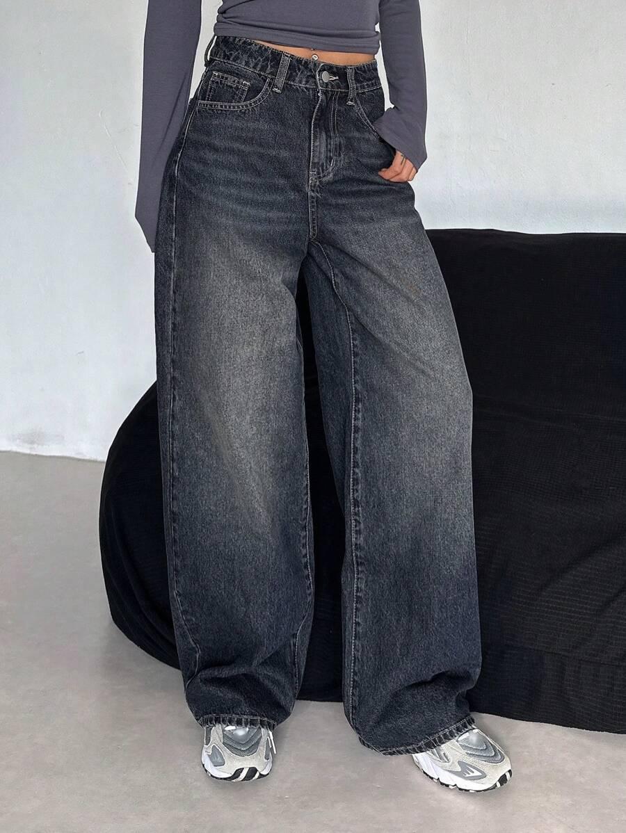 GRANATOWE SPODNIE JEANS 