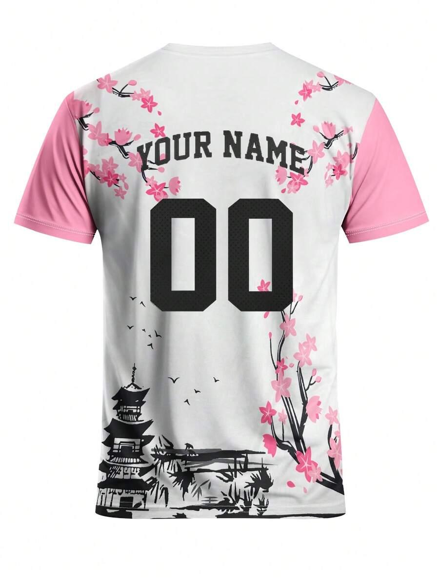 t-shirt okrągły dekolt nadruk